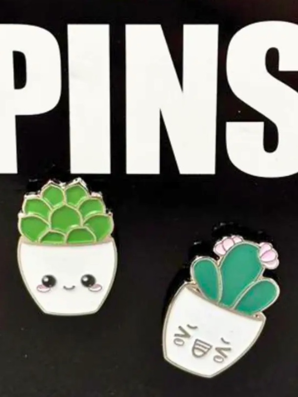 Succulent Cactus Enamel Pins Set of 2 Pieces Plants New Kalan Gift Set